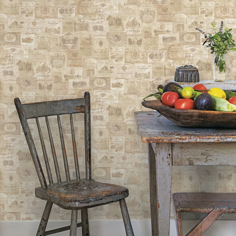 Galerie Wallcoverings Nostalgie Collection Wine Labels Non-woven Matte Wallpaper Roll