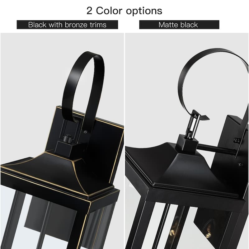 25.7"H 2-Light Large Outdoor Black Exterior Wall Lantern Sconce Light