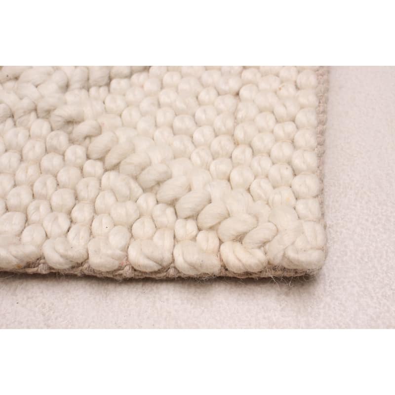ECARPETGALLERY Braid weave Sienna Cream Wool Rug - 2'3 x 9'7