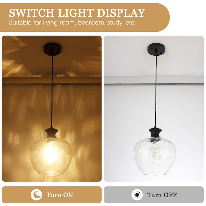 1-Light Modern Hammered clear Glass Pendant Light for Kitchen Island - N/A