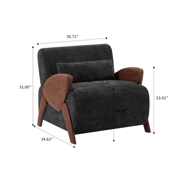 Modern style upholstered single sofa chair with upholstered arms and high resilience foam padding