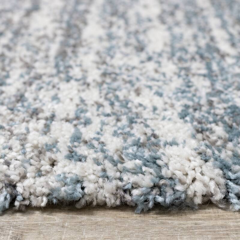 Miley Collection - Grey/Blue Distressed Stripes Rug