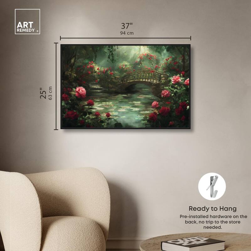Rose Garden Bridge Canvas by Art Remedy