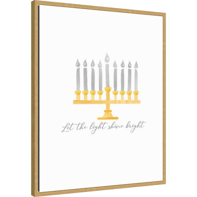 Hanukkah Lights portrait I-Light Shine Bright by Tara Reed (23 x 28 in.), Framed Canvas Wall Art Print - Sylvie Bright Gold