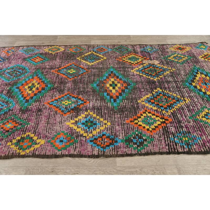 Antique Tribal Moroccan Oriental Wool Area Rug Handmade Foyer Carpet - 5'0" x 9'1"