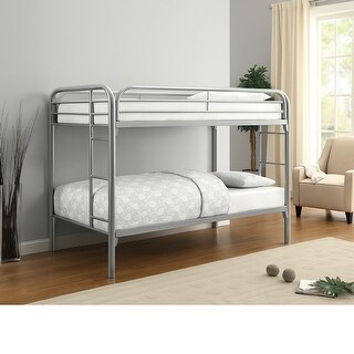 Casual Twin Over Twin Bunk Bed with Built-In Ladders, Silver