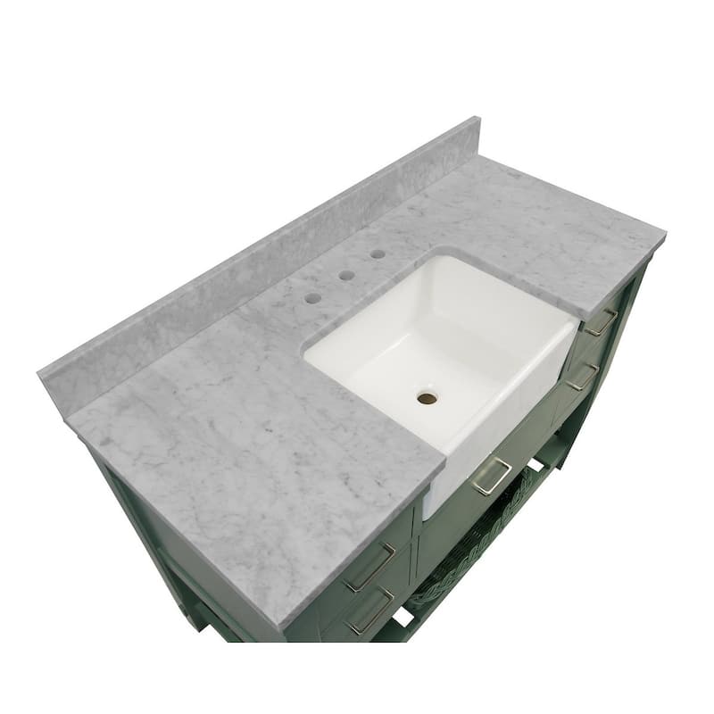 KitchenBathCollection Charlotte 48" Farmhouse Bathroom Vanity with Carrara Marble Top