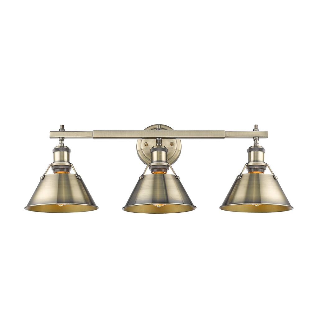 Yep by Golden Lighting Orwell 3-light Vanity in Aged Brass and Dusky Blue shade - Gold