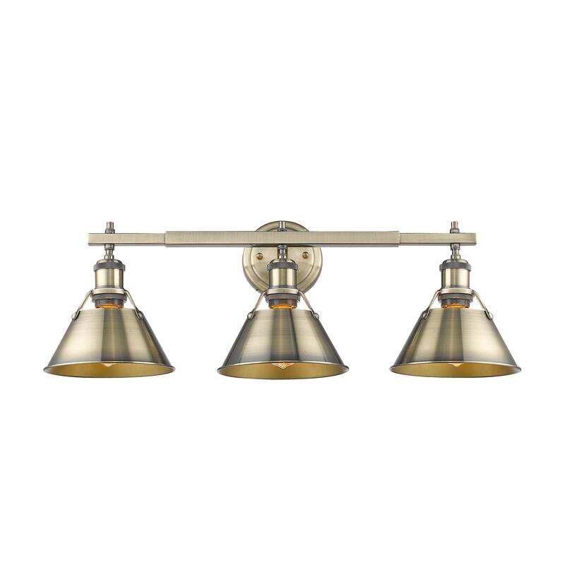 Yep by Golden Lighting Orwell 3-light Vanity in Brushed Champagne Brass and Pine Green shade