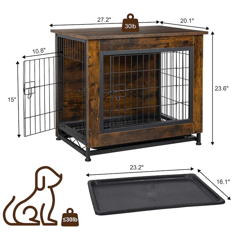 Futzca Dog Crate, Double-Doors Dog Furniture