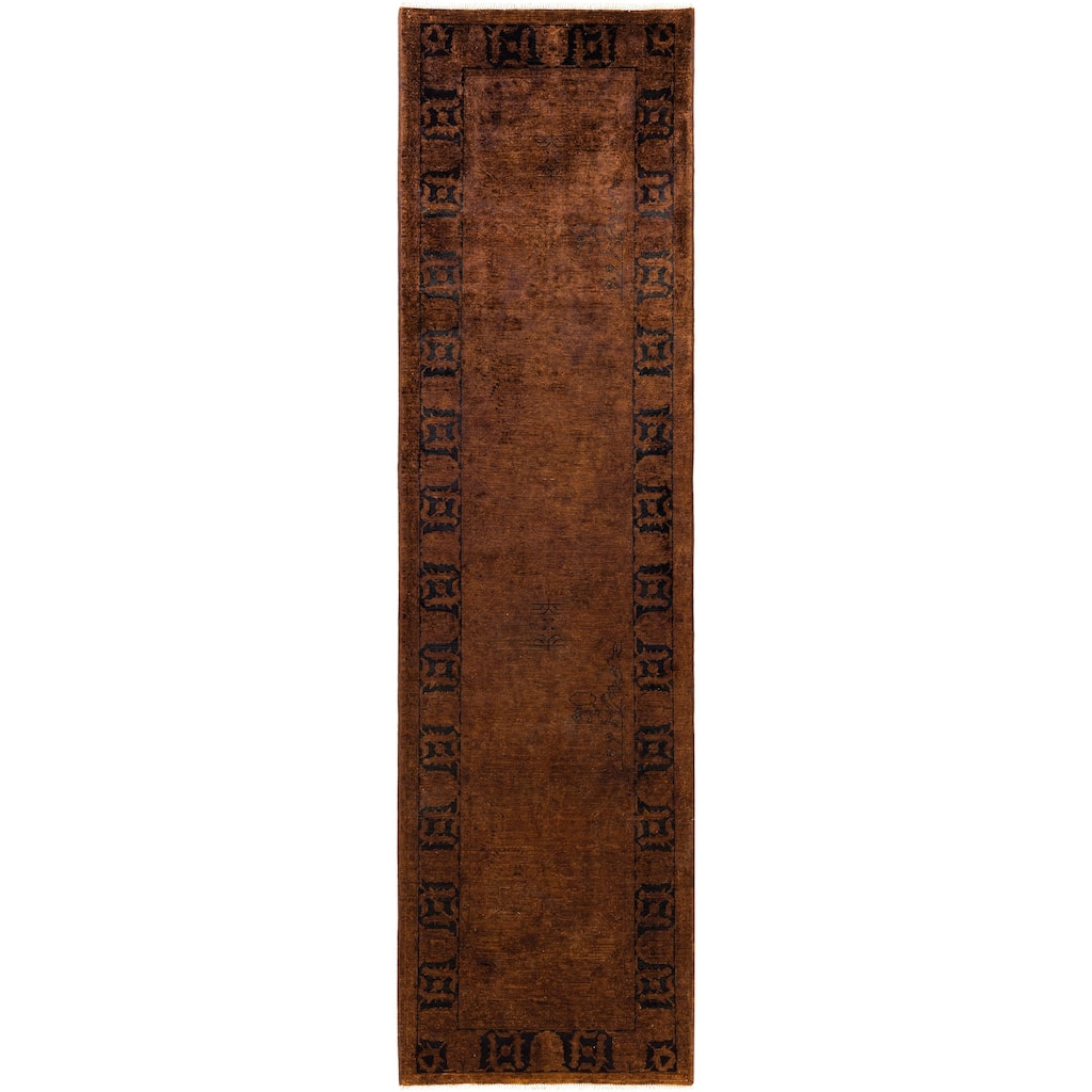 Overdyed One-of-a-Kind Hand-Knotted Area Rug - Brown - 3' 0" x 11' 5"