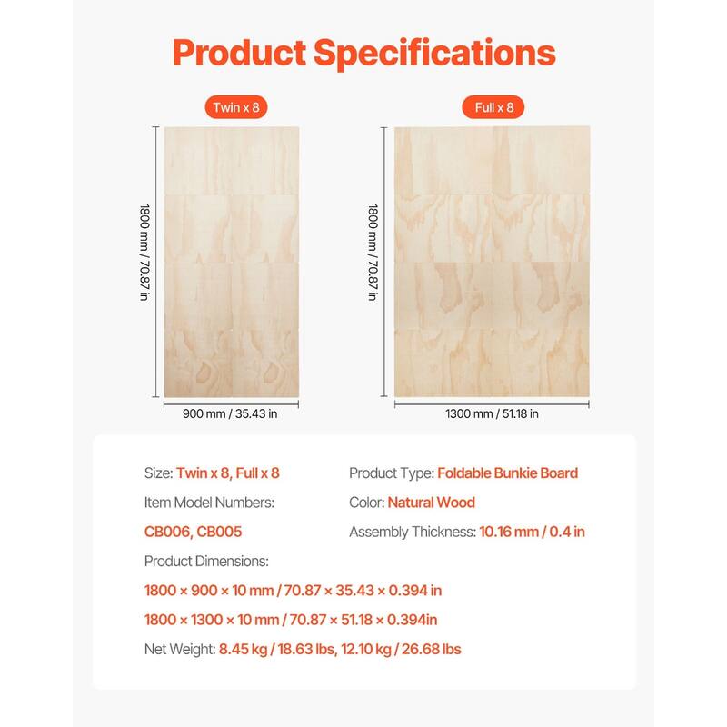 Natural Wood Pine Plywood Foldable Bunkie Board with Ventilated Webbing Straps