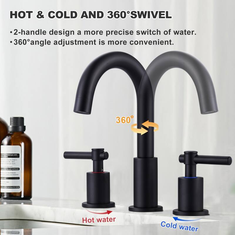 WOWOW Widespread 8 in. Double Handle Bathroom Faucet