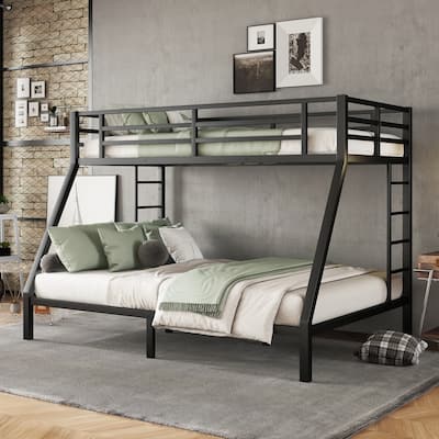 Metal Twin XL over Queen Bunk Bed for Teens and Adults, Space-Saving Design with Under-Bed Storage and Noise-Free Slats