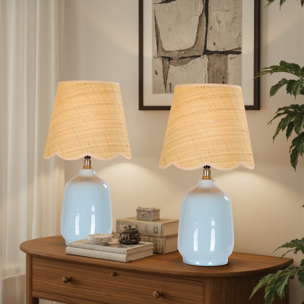 18.9" Ceramic LED Table Lamp, Living Room Lamps For End Tables