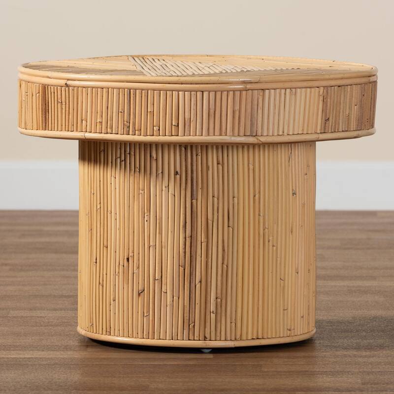 Iryna Modern Bohemian Natural Rattan End Table