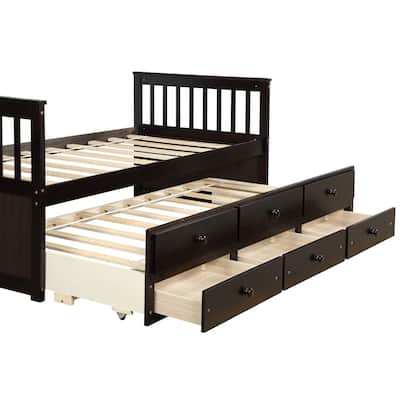Twin Daybed with Trundle Bed and Storage Drawers