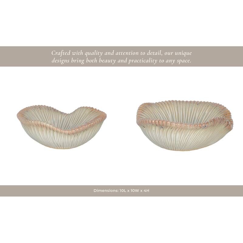 Ceramic Bowl Chiseled Textured Design Decorative Home Accent