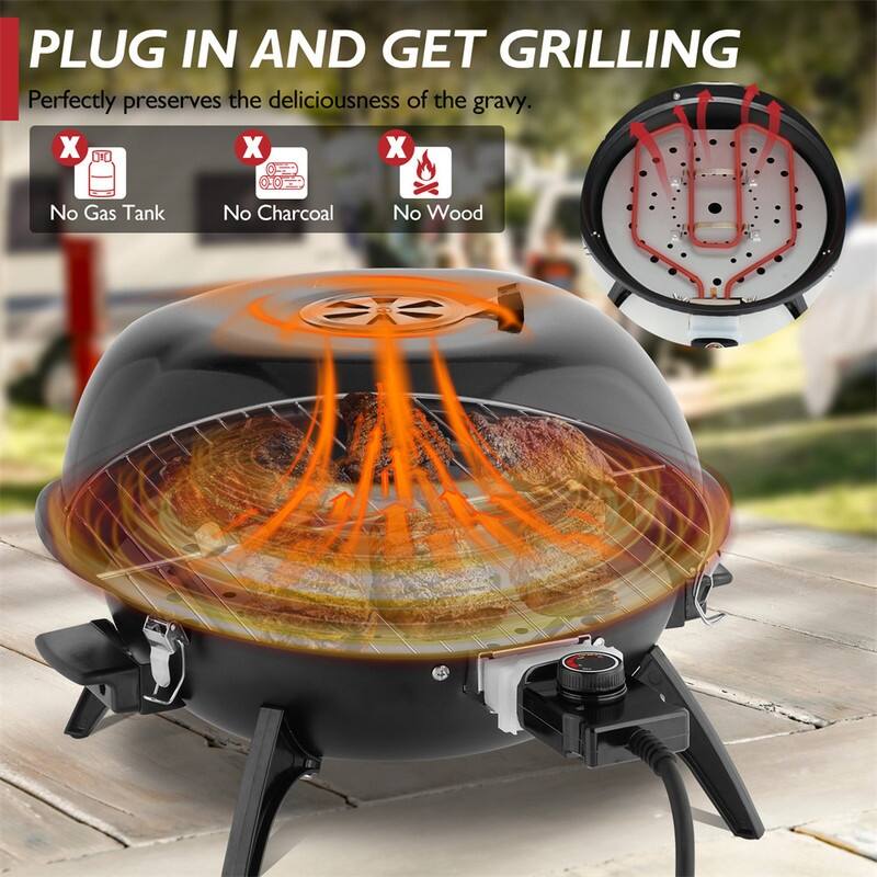 1600W Portable Double Layer Electric BBQ Grill