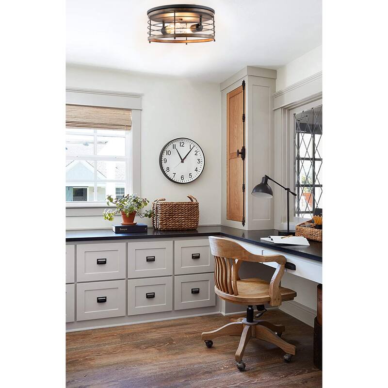 13" Round Iron Flush Mount Ceiling Light - φ13"x5.85"