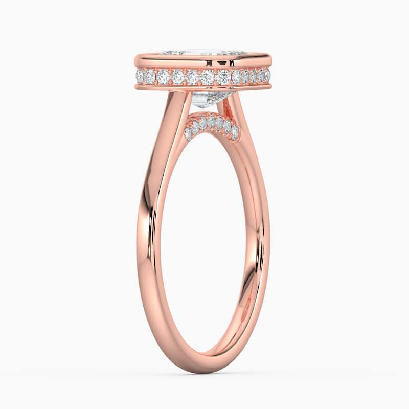 Auriya 14k Gold Lab Grown Asscher Diamond Bezel Unique Hidden Halo Engagement Ring 1.00 to 5.00 ct. tw. (F-G, VS)