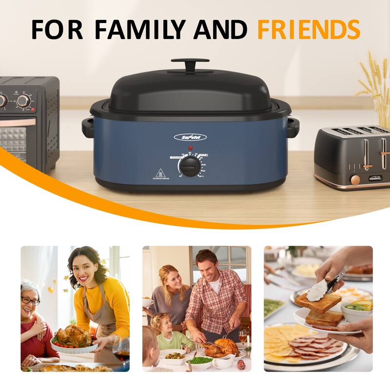 Electric Roaster Oven with Removable Pan, 3 Compartments