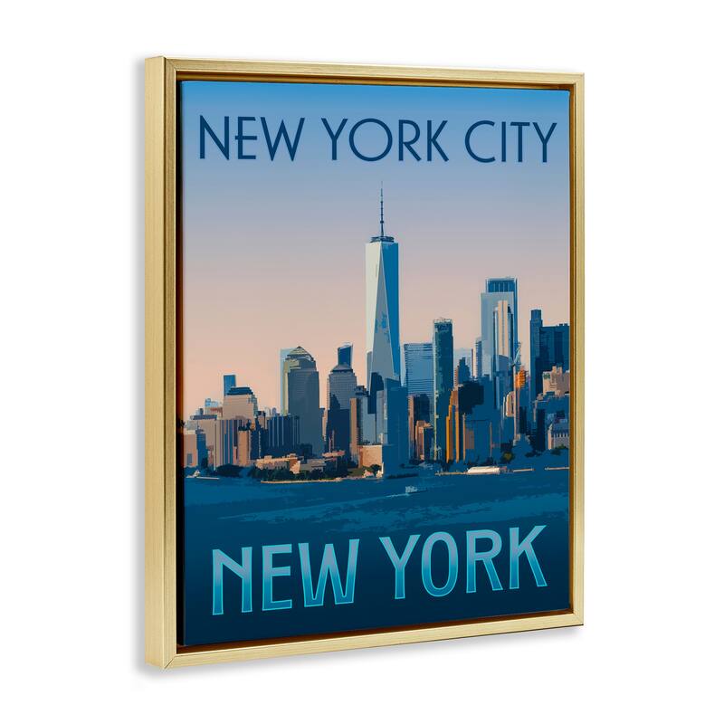 Stupell New York Landmark Skyline Framed Floater Canvas Wall Art Design By Victoria Barnes