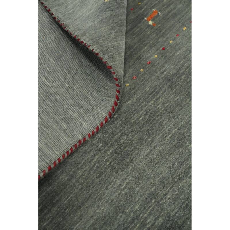 Hand Knotted Oriental 100% Wool Carpet Tribal Animal Pictorial Green Gabbeh Area Rug - 8' 11'' X 6' 2''