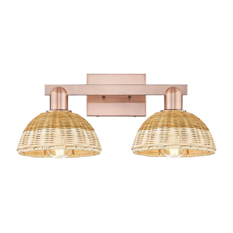 Innovations Lighting Downtown Urban - Natural Ballston Dome - 2 Light 16" Bath Vanity Light with Basketweave Shade