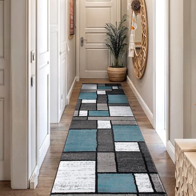 World Rug Gallery Contemporary Modern Boxed Color Block Area Rug