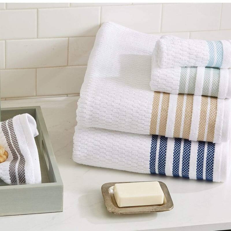 Luxurious Cotton Textured & Detailed Stripes Towel Set