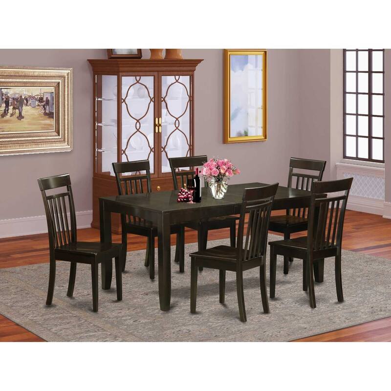 Vintage Dining Set - 7 Piece Table & Chair Set - Rectangle Table with Butterfly Leaf - Cappuccino Finish