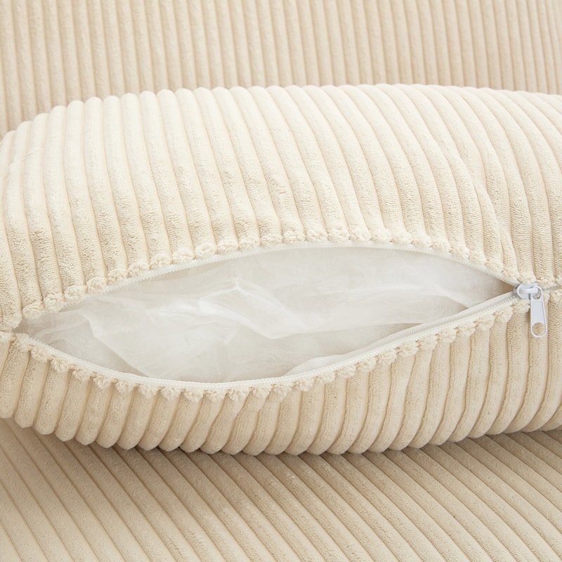 Beige 105" Corduroy Upholstered 3-Seater Sofa with Removable Back Cushions