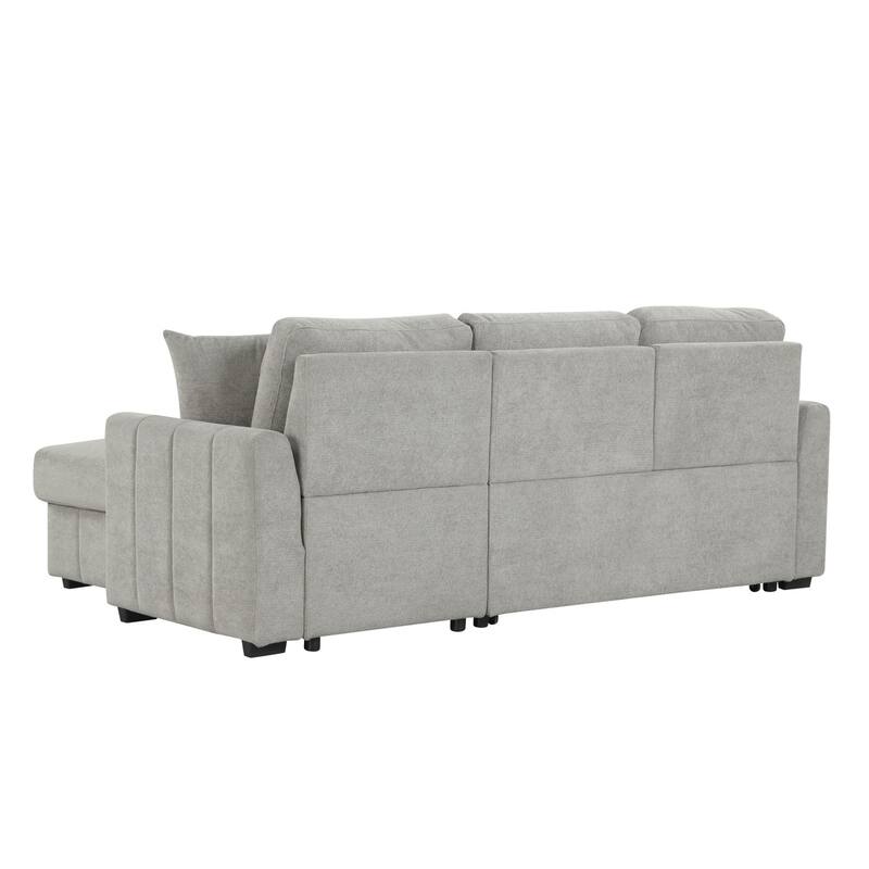 90" L-Shaped Warp Knitted Fabric Sectional Sofa with Storage Chaise