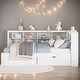 preview thumbnail 1 of 17, 2 Color Wooden Full Size Daybed with 2 Drawers, Kids Bed with Storage Shelf and USB Charging Ports White