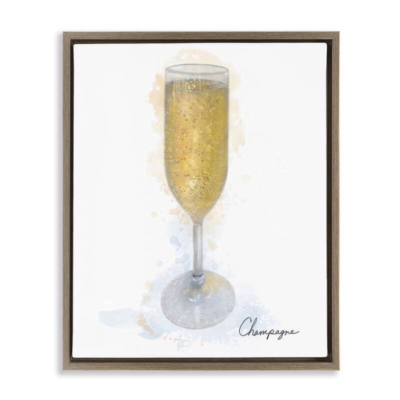 Stupell Champagne Glass Shimmer Framed Floater Canvas Wall Art Design By Matthew Piotrowicz - 17 x 21 - Brown