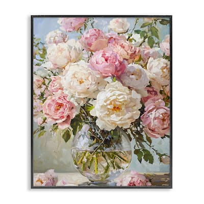 Stupell White & Pink Roses Framed Giclee Art Design By Franklyn Gregory