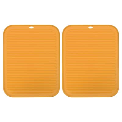 Silicone Dish Drying Mat Set, 2Pcs Under Sink Drain Pad Heat Resistant - 12 x 9 x 0.24 inch