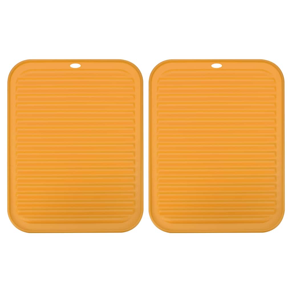 Silicone Dish Drying Mat Set, 2Pcs Under Sink Drain Pad Heat Resistant - 12 x 9 x 0.24 inch