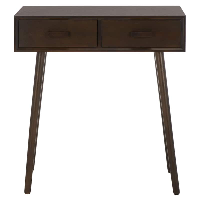 SAFAVIEH Pearla Antique White 2-Drawer Console Table - 28.3" x 13.8" x 30.8" - 28"W x 14"D x 31"H - Dark Chocolate
