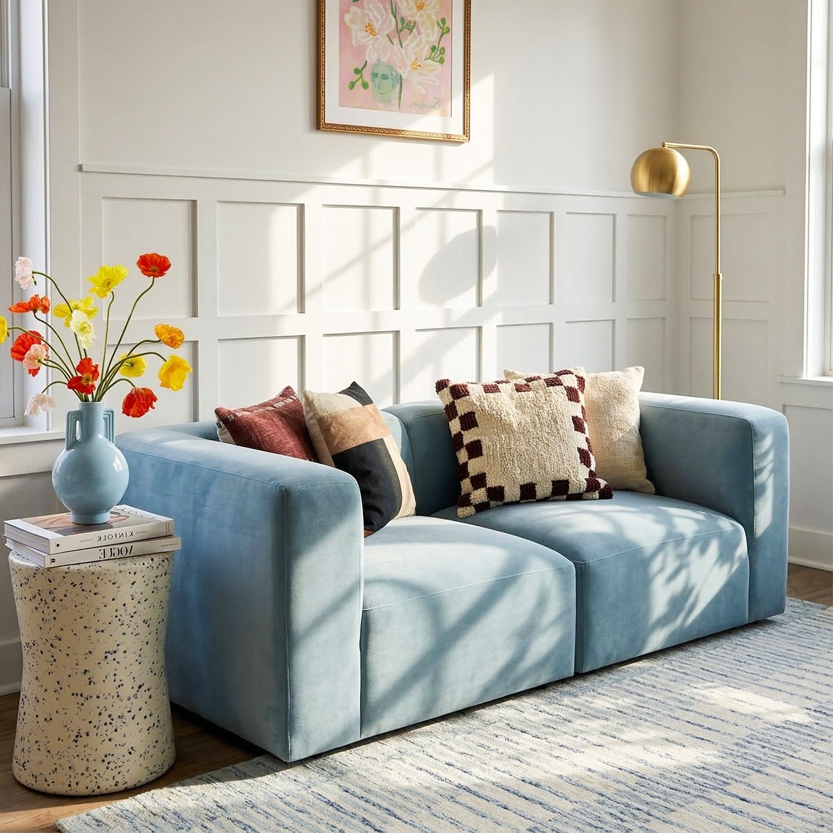 2 Piece Velvet Modular Corner Sofa Set
