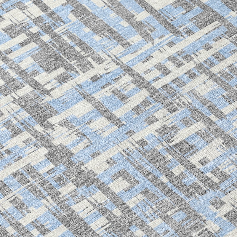 Machine Washable Indoor/ Outdoor Modern Crosshatch Chantille Rug