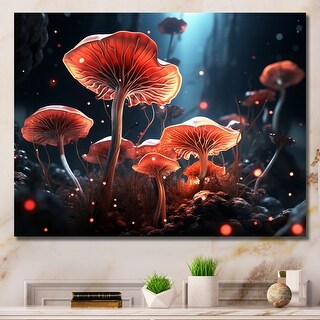 Designart "Magical Mushrooms Glowing Midnight Forest" Mushroom Wall ...