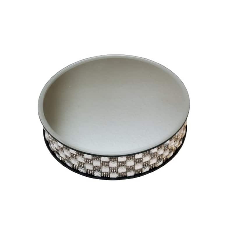 Vanity Tray with Mirror Base 8" dia. - Silver
