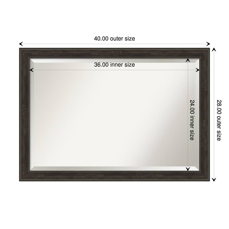Beveled Wall Mirror - Shipwreck Black Narrow Frame - 40 x 28-inch - Shipwreck Greywash Narrow