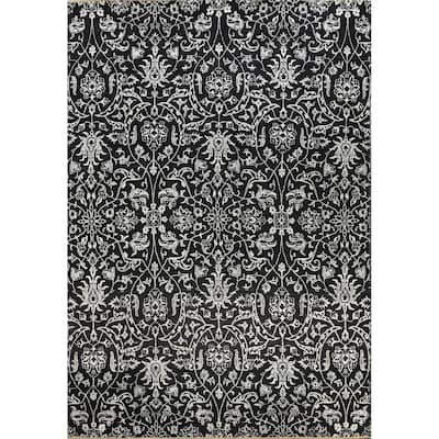 Wool/ Silk Vegetable Dye Floral Versace Oriental Area Rug Hand-knotted - 7'11" x 10'4"