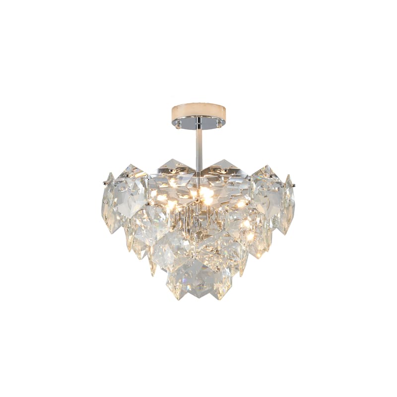 8-Light Chrome Chandelier With Clear Crystal Accents