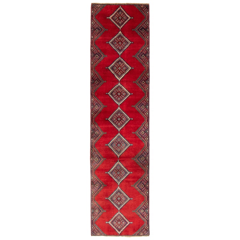 ECARPETGALLERY Hand-knotted Andelz Red Wool Rug - 2'9 x 10'8 - Red - 2'9 x 10'8
