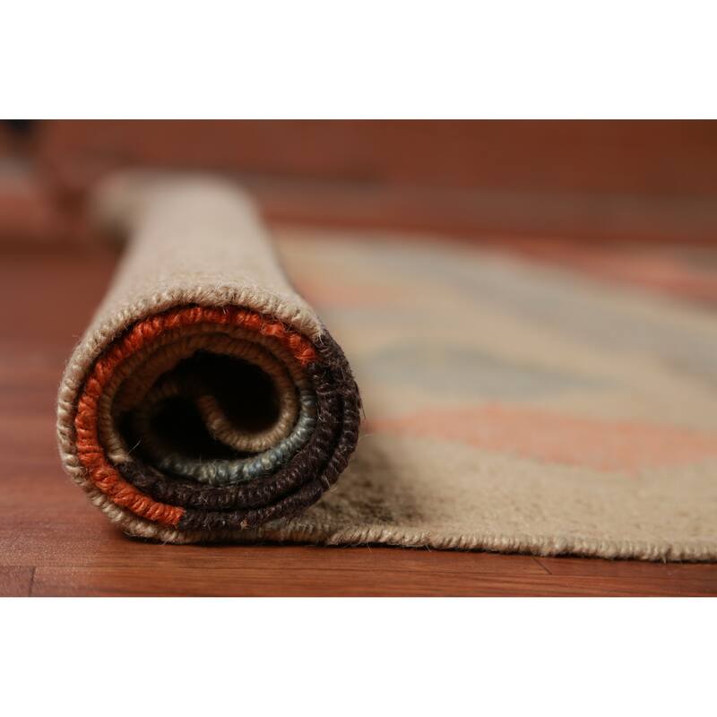 Hand Woven Oriental 100% Jute Carpet Southwestern Modern Multi-Colored Kilim Area Rug - 10' 5'' X 8' 3''