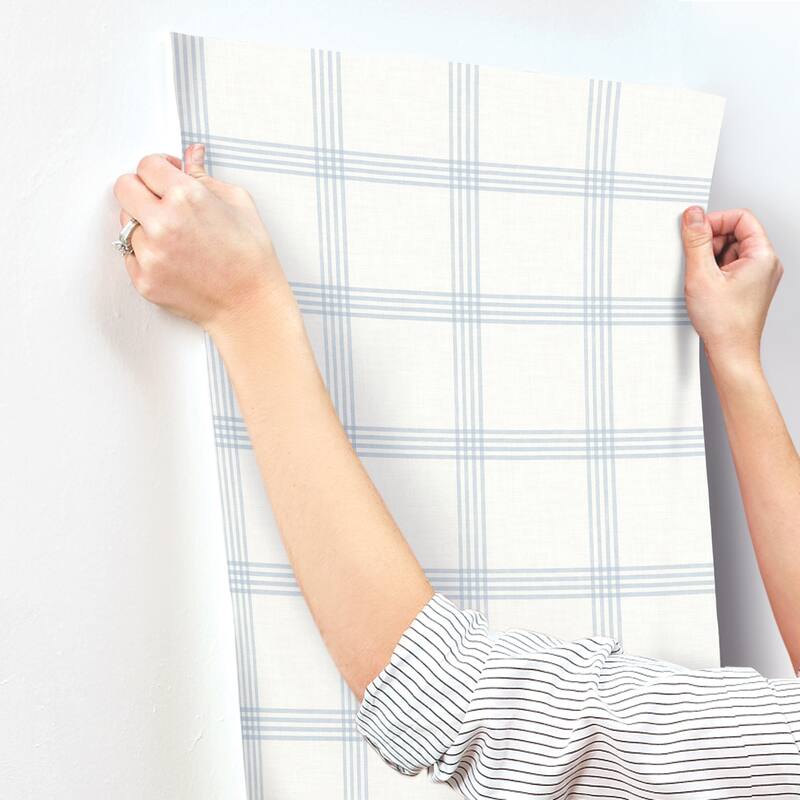 Chesapeake Twain Light Blue Plaid Wallpaper